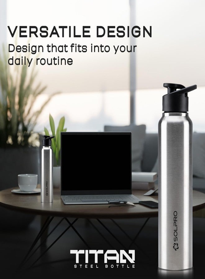 SOLPRO Titan 1000mL ISI Certified Stainless Steel Water Bottle for Office,School,College,Travel,Gym,Yoga,Camping,Sports & Outdoor For Men,Women,Athletes,Kids,Children,Student, Leak & BPA Free (Steel) - Image 5